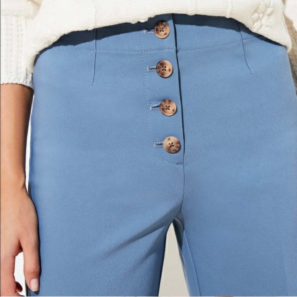 LOFT cropped Wide Leg Ankle Pants Blue Size 6